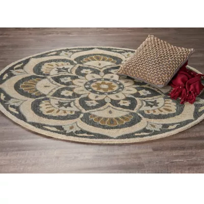 Daisy Bren Floral Hand Tufted Indoor Round Area Rug