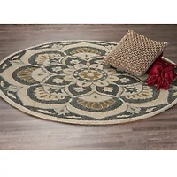 Daisy Bren Floral Hand Tufted Indoor Round Area Rug