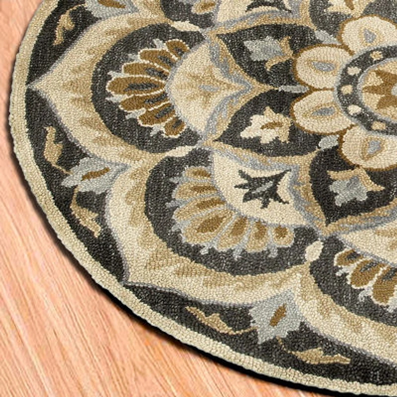 Daisy Bren Floral Hand Tufted Indoor Round Area Rug