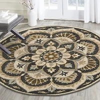 Daisy Bren Floral Hand Tufted Indoor Round Area Rug