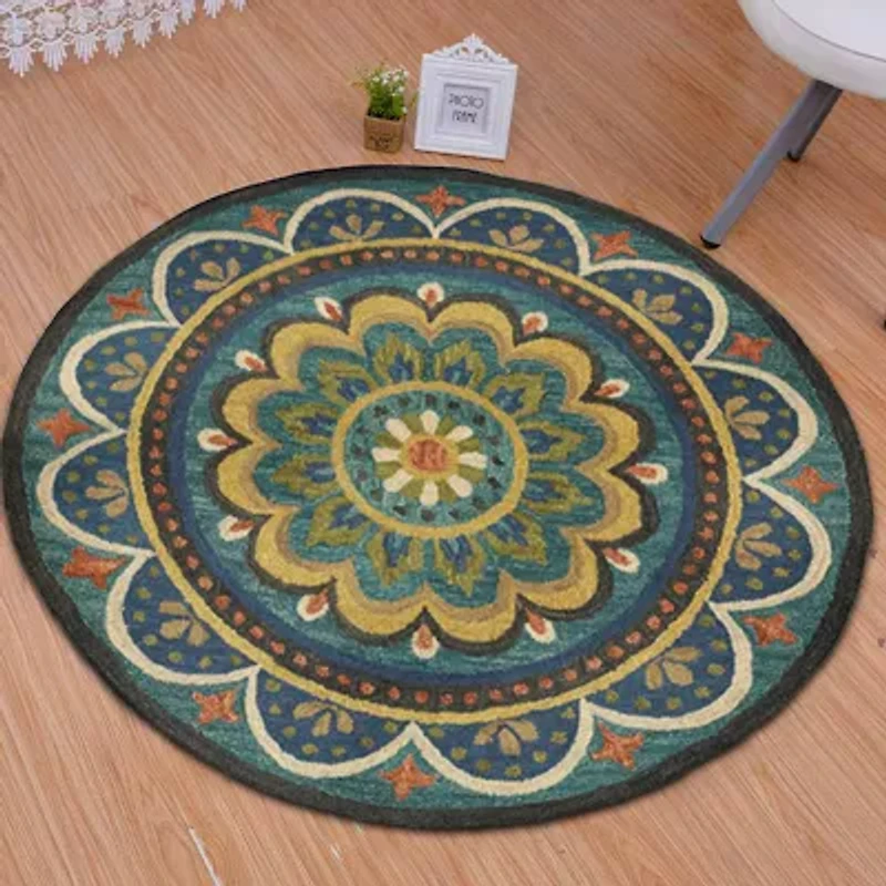 Daisy Ray Floral Hand Tufted Indoor Round Area Rug