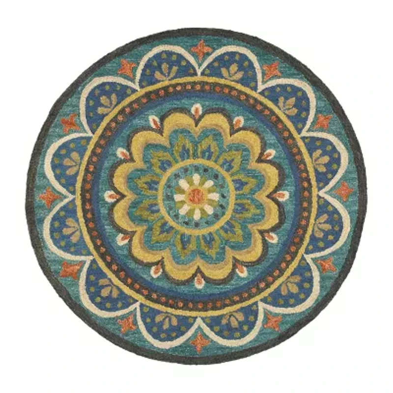 Daisy Ray Floral Hand Tufted Indoor Round Area Rug
