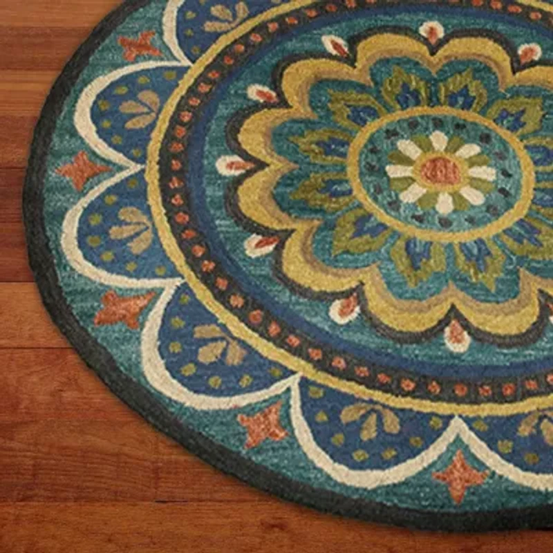 Daisy Ray Floral Hand Tufted Indoor Round Area Rug