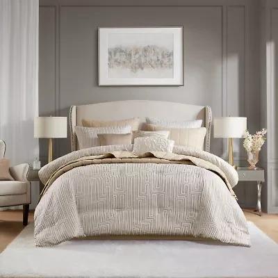 Madison Park Hayden 10-Piece Luxury Jacquard Comforter & Quilt Set