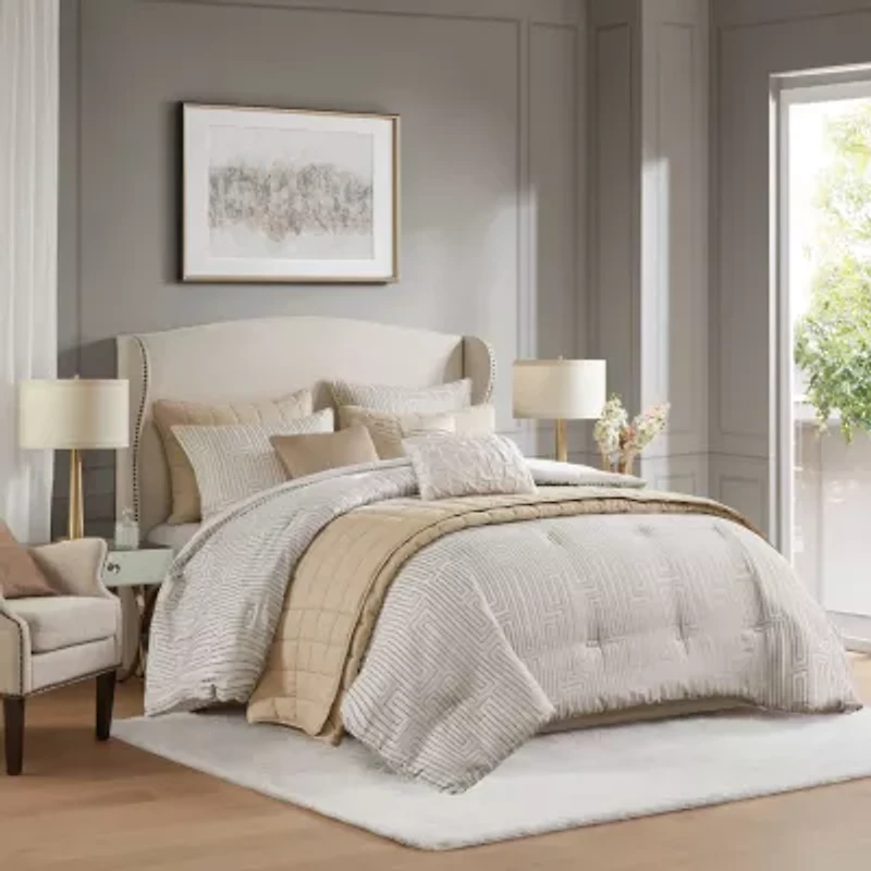 Madison Park Hayden 10-Piece Luxury Jacquard Comforter & Quilt Set