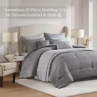 Madison Park Hayden 10-Piece Luxury Jacquard Comforter & Quilt Set