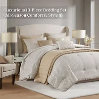 Madison Park Hayden 10-Piece Luxury Jacquard Comforter & Quilt Set