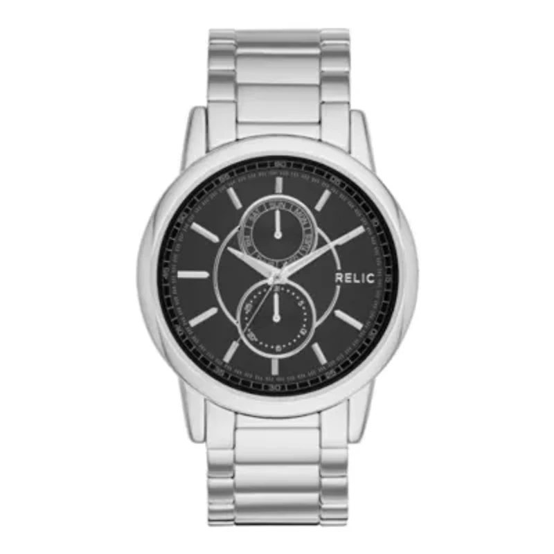 Relic® Adrien Mens Silver-Tone Strap Watch ZR15780