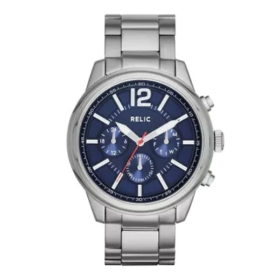 Relic® Greer Mens Silver-Tone Strap Sport Watch ZR15777