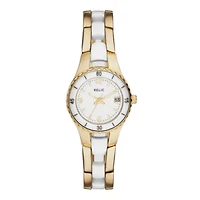 Relic® Char Womens Gold-Tone & White Ceramic Bracelet Sport Watch ZR12157