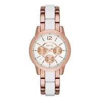 Relic® Payton Womens Rose-Tone & White Resin Bracelet Sport Watch ZR15761
