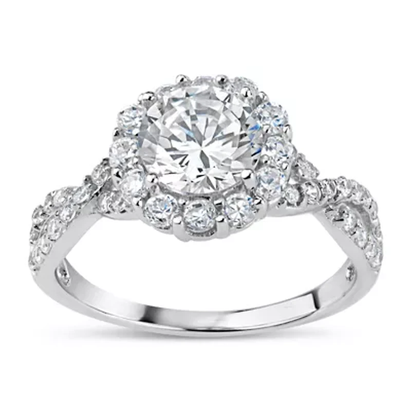 DiamonArt® Womens 3 1/2 CT. T.W White Cubic Zirconia Sterling Silver Engagement Ring