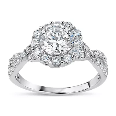 DiamonArt® Womens 3 1/2 CT. T.W White Cubic Zirconia Sterling Silver Engagement Ring