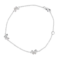 Diamonart Womens Sterling Silver 7 Inch Hollow Cable Butterfly Chain Bracelet