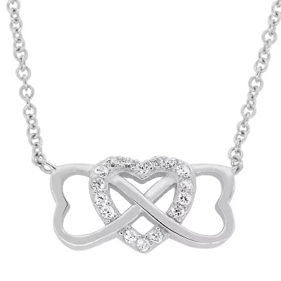 DiamonArt® Womens 1/3 CT. T.W. White Cubic Zirconia Sterling Silver Heart Pendant Necklace