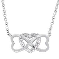 DiamonArt® Womens 1/3 CT. T.W. White Cubic Zirconia Sterling Silver Heart Pendant Necklace