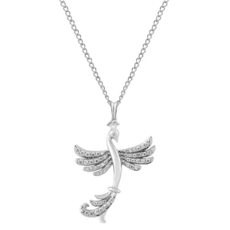 Enchanted Disney Fine Jewelry Womens / CT. T.W. Natural White Diamond Sterling Silver 18 Inch Pendant Necklace