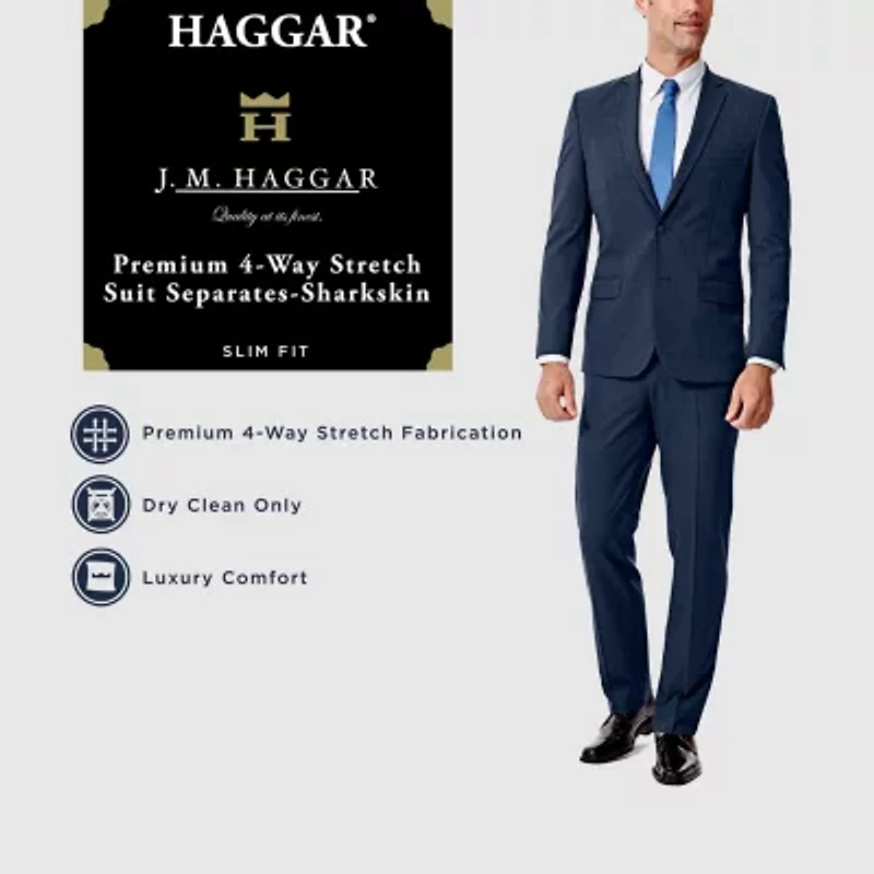 Haggar JMH 4 Way Stretch Mens Fabric Slim Fit Flat Front Suit Pant