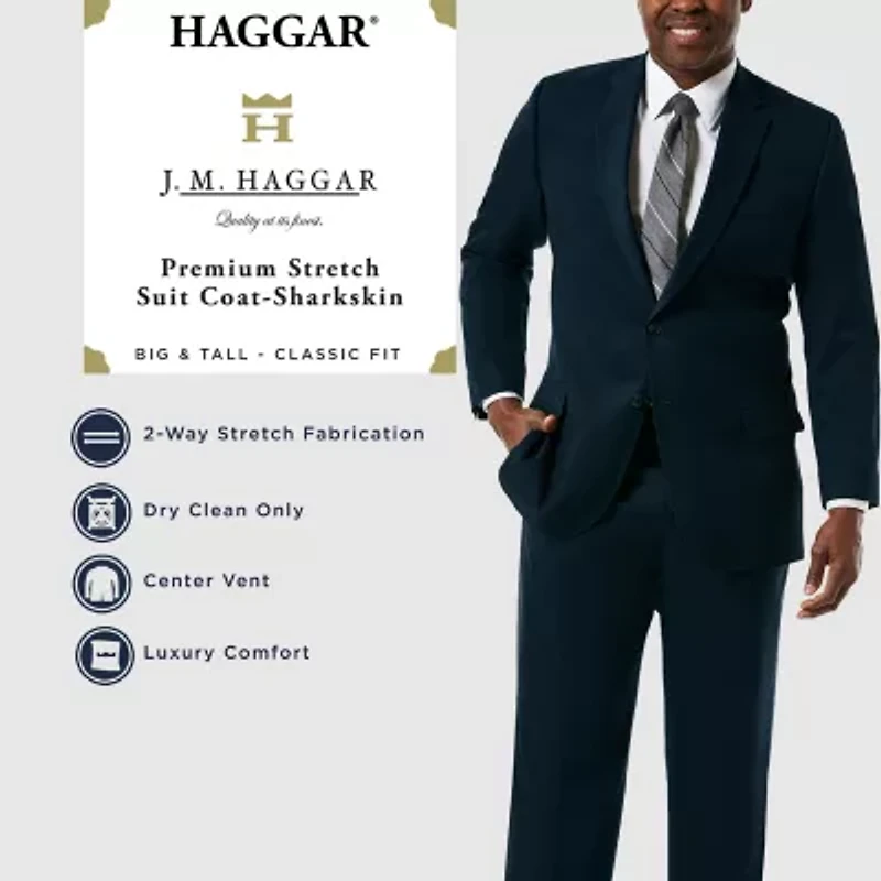 Haggar JMH Premium Stretch Sharkskin Mens Fabric Classic Fit Big and Tall Suit Jacket