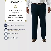Haggar JMH Premium Stretch Sharkskin Mens Big Fabric Classic Fit Flat Front Suit Pant