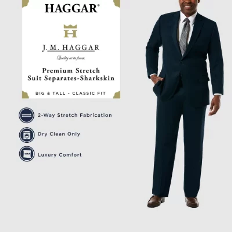 Haggar JMH Premium Stretch Sharkskin Mens Big Fabric Classic Fit Flat Front Suit Pant