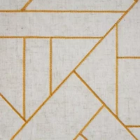 Archaeo Jigsaw Embroidery Linen Blend Rod Pocket Sheer Single Curtain Panel