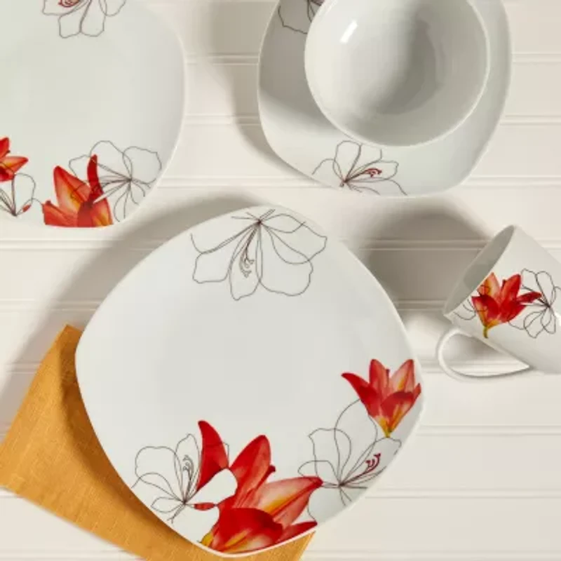 Tabletops Gallery® Lily 16-pc. Ceramic Dinnerware Set