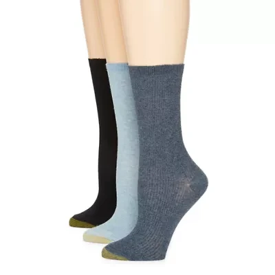 Gold Toe Non-Binding Wellness Womens 3 Pair Crew Socks