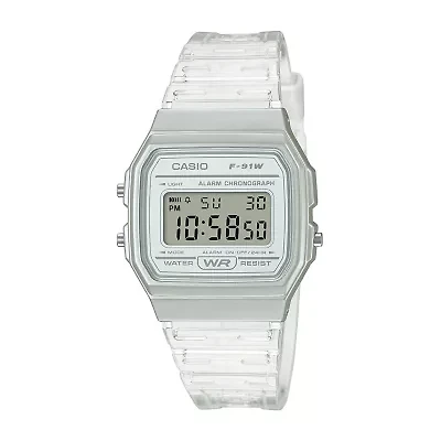 Casio Womens Digital Clear Strap Watch F91ws-7os