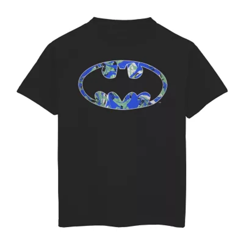 Little & Big Kid Boys Round Neck Short Sleeve Regular Fit Batman Graphic T-Shirt