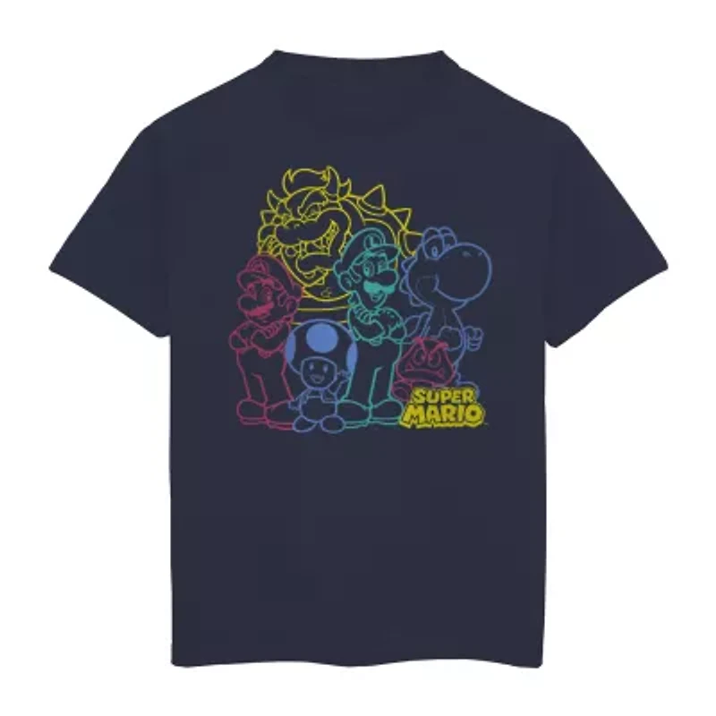 Little & Big Kid Boys Crew Neck Short Sleeve Regular Fit Super Mario Graphic T-Shirt