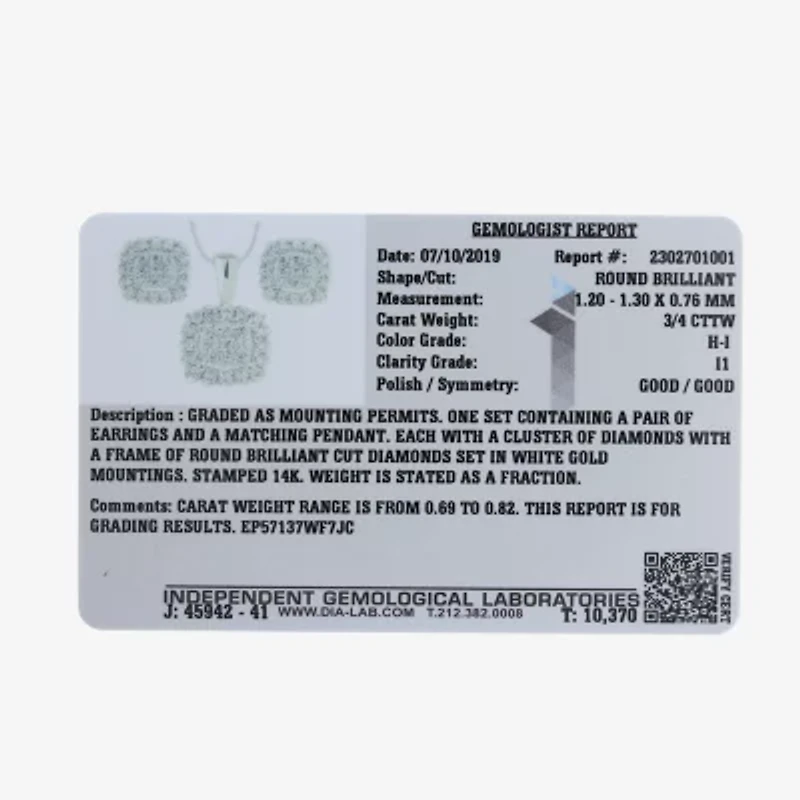 Diamond Blossom Womens 3/4 CT. T.W. Natural White 14K Gold 2-pc. Jewelry Set