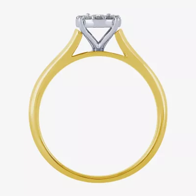 Unisex Adult 1/3 CT. T.W. White Diamond 10K Two Tone Gold Halo Side Stone Ring Set