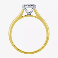Unisex Adult 1/3 CT. T.W. White Diamond 10K Two Tone Gold Halo Side Stone Ring Set