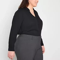 Liz Claiborne Womens Plus Vent Long Sleeve Regular Fit Button-Down Shirt