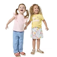 Okie Dokie Toddler & Little Girls Round Neck Short Sleeve Regular Fit Graphic T-Shirt