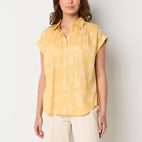 a.n.a Womens Short Sleeve Button Down Blouse Tall