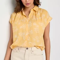 a.n.a Womens Short Sleeve Button Down Blouse Tall