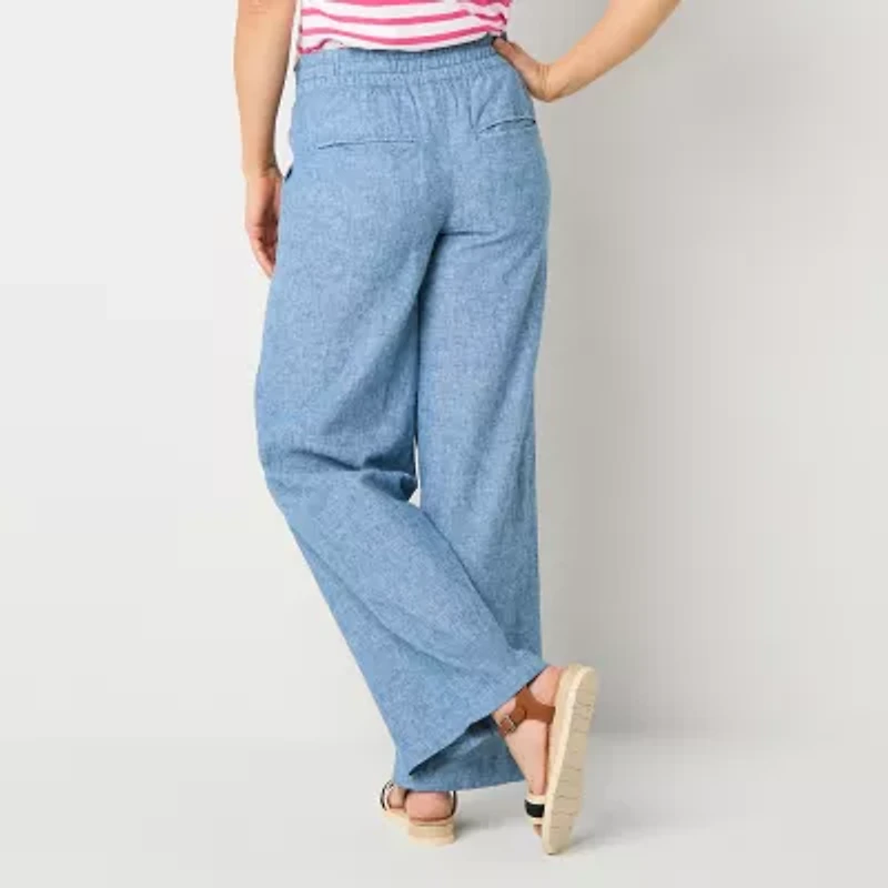 St. John's Bay Womens Tall Wide Leg High Rise Trouser