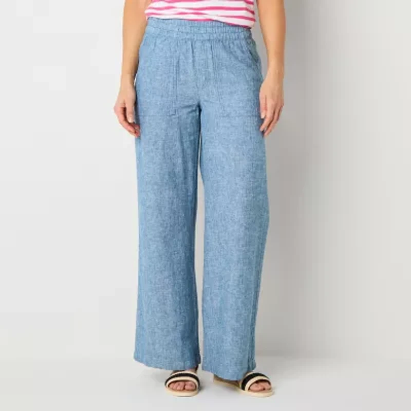 St. John's Bay Womens Tall Wide Leg High Rise Trouser