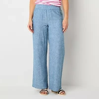 St. John's Bay Womens Tall Wide Leg High Rise Trouser