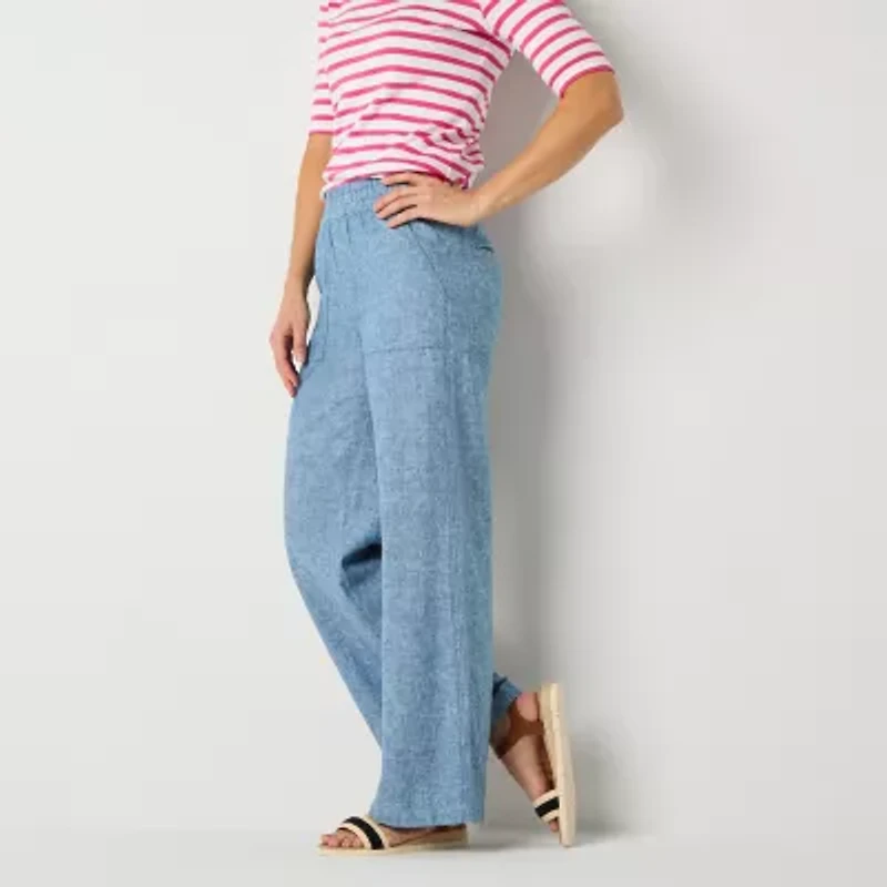 St. John's Bay Womens Tall Wide Leg High Rise Trouser