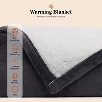 Sealy® Flannel & Sherpa Heated Midweight Blanket