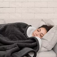 Sealy® Flannel & Sherpa Heated Midweight Blanket