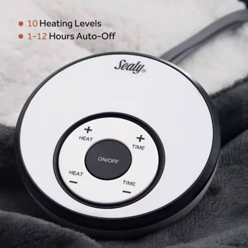 Sealy® Flannel & Sherpa Heated Midweight Blanket