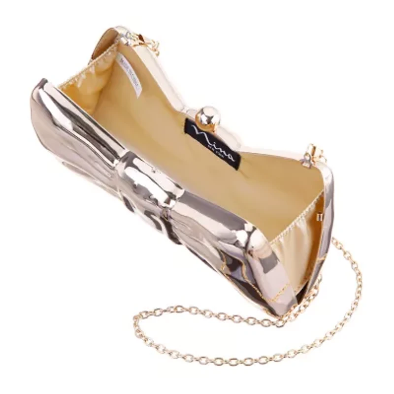 N By Nina Metal Bow Minaudiere Evening Bag