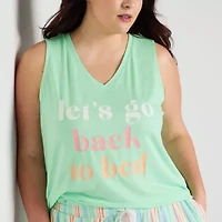 Sleep Chic Womens V Neck Sleeveless Plus Pajama Top