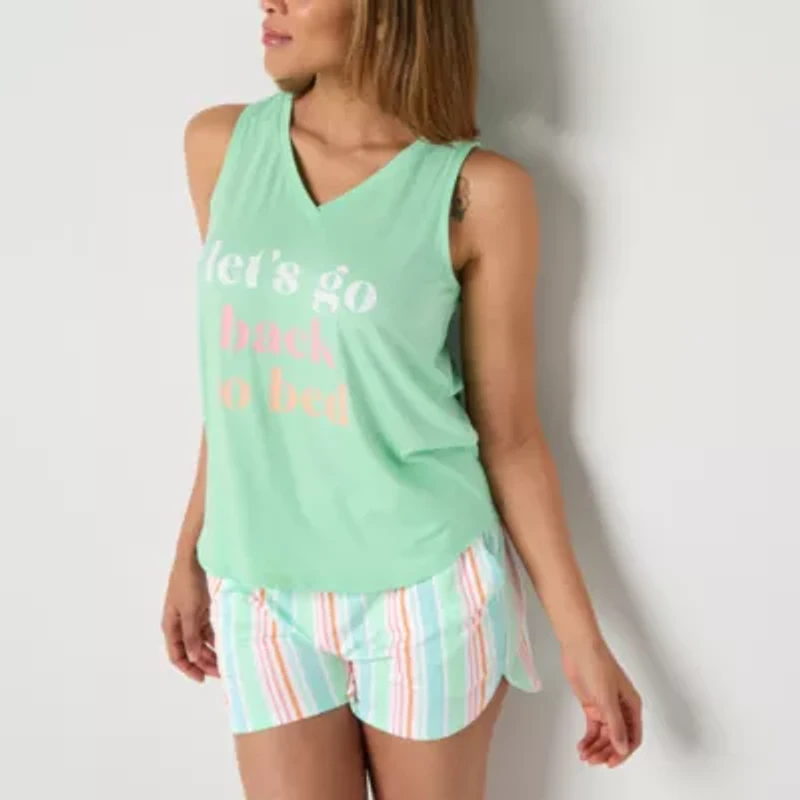 Sleep Chic Womens V Neck Sleeveless Pajama Top