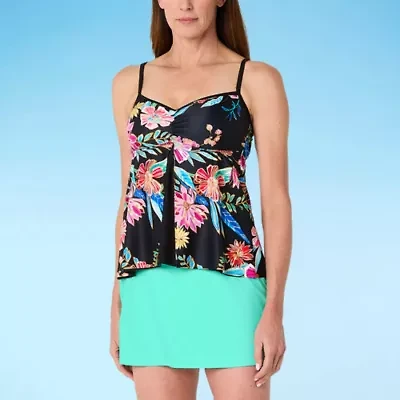 Sonnet Shores Womens Floral Tankini Swimsuit Top