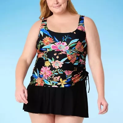 Sonnet Shores Womens Floral Plus Swim Dress